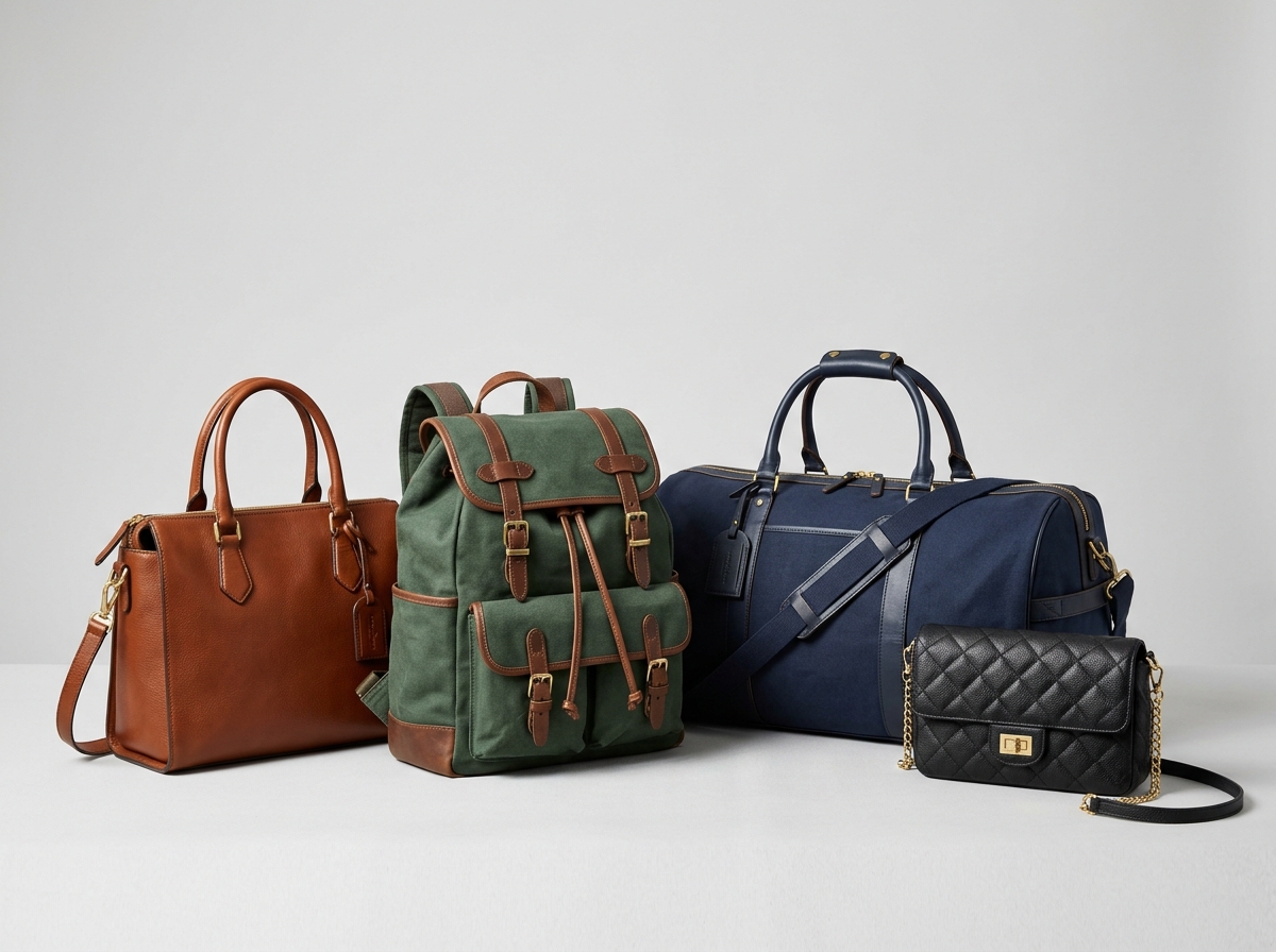 Designer leather handbags backpacks and travel luggage in China factory